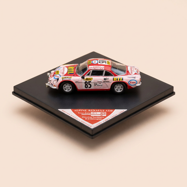 Voiture miniature - Renault Alpine A110 rouge et rose numéro 85 - tour auto 1971 - TROPHEU référence COF 05 (édition limitée)
