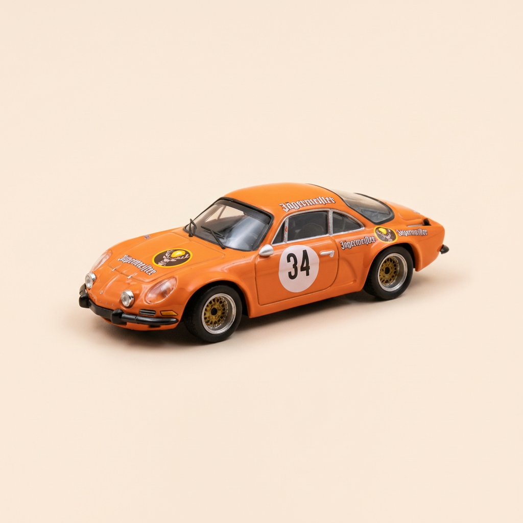Renault Alpine A110 pomarańczowy numer 34 "Jägermeister" Avusrennen 1973 - model samochodu TROFEU SCALA 43 (edycja limitowana)