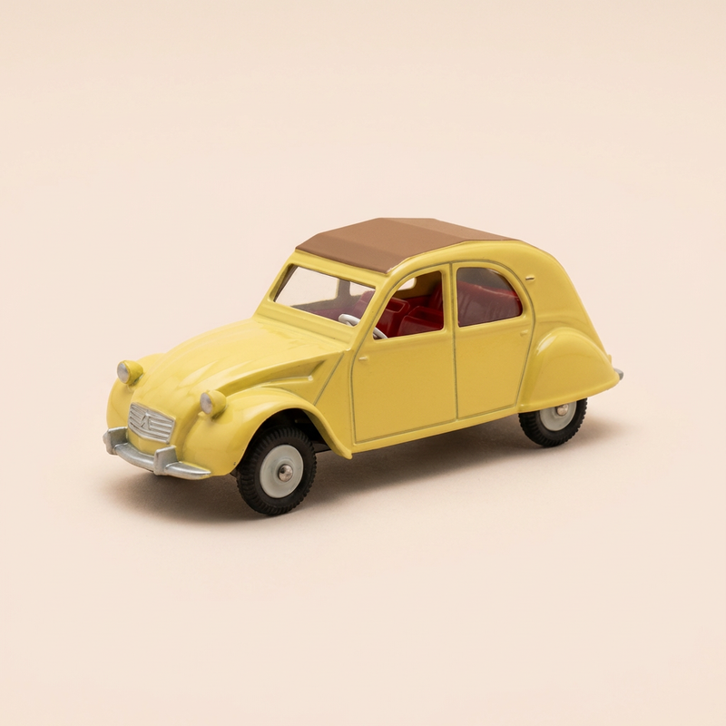Citroën 2 CV jaune et toit marron (modèle 61) - Dinky-Toys (Edition Atlas) - N°558