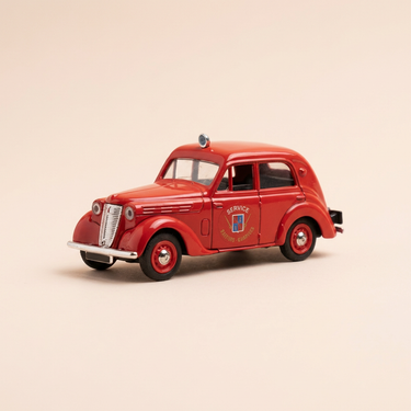 Voiture miniature - Renault Juvaquatre berline rouge de 1938 POMPIERS - ELIGOR référence 1014