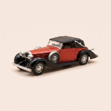Voiture miniature - Delage DE 120 rouge et capote noire de 19369 - Solido