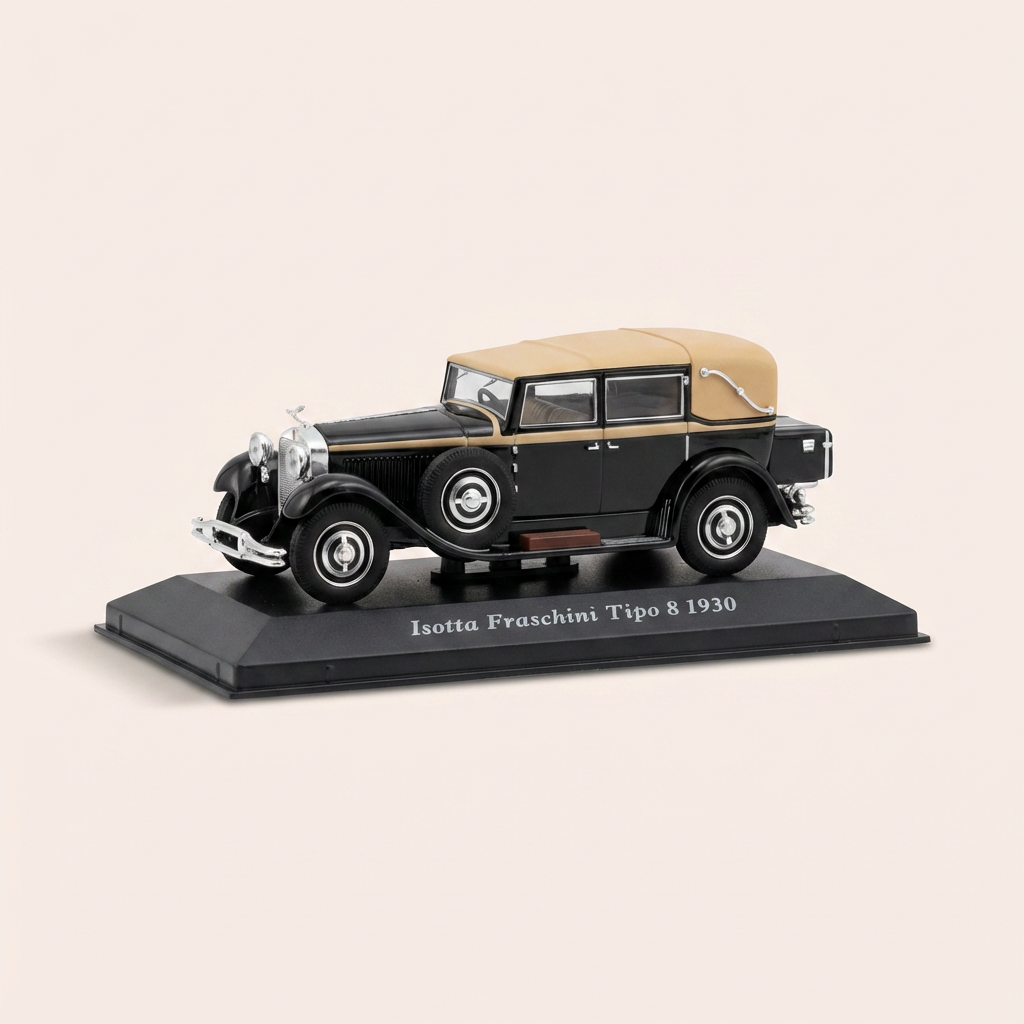 Isotta Fraschini Tipo 8 nera con tetto marrone chiaro del 1930