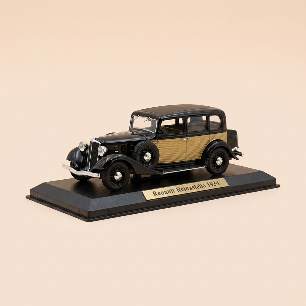 Renault Réinastella nera con damier neri e verdi sulle porte del 1934 (collezione Auto Eccezionali)