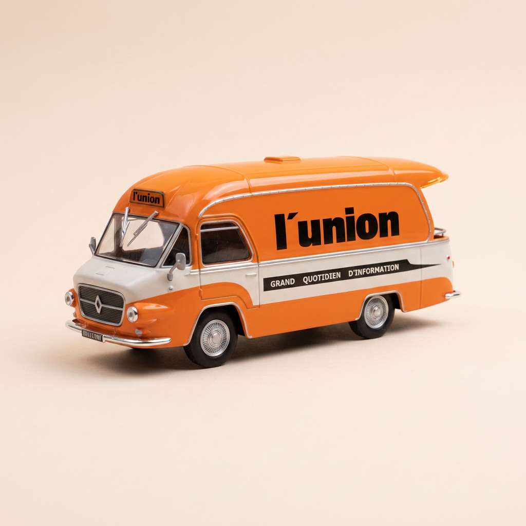 Renault Galion pomarańczowo-beżowy Tour de France z reklamą gazety L'UNION