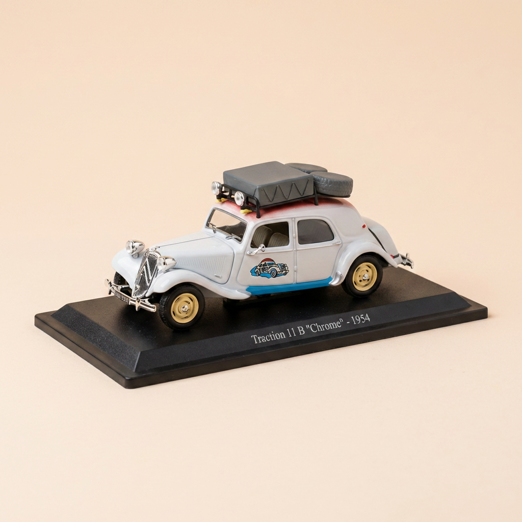 Citroën traction 11 B "Chrome"beige de 1954 avec matériels sur le toit