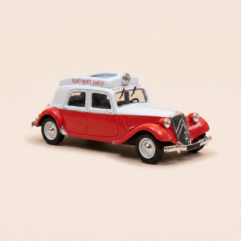 Citroën Traction 15 Six Rood en Wit uit 1952 - RMC (Radio Monte-Carlo)