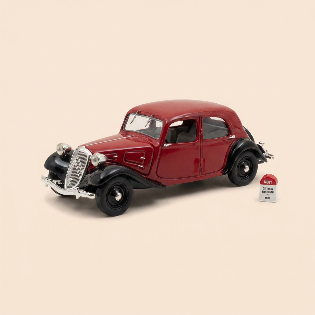 Citroën traction 7C Berline bordowy i czarny z 1936 roku - Nostalgie referencja N001 (pudełko plexi)