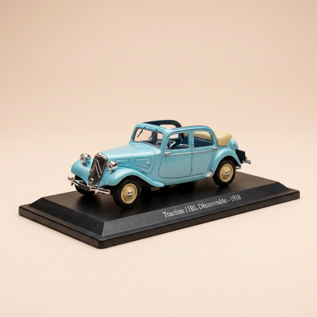 Citroën traction 11BL découvrable niebieska z 1938 roku