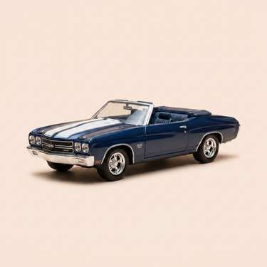 Voiture miniature - Chevrolet Chevelle SS 454 bleue et blanche - Welly (voiture américaine)