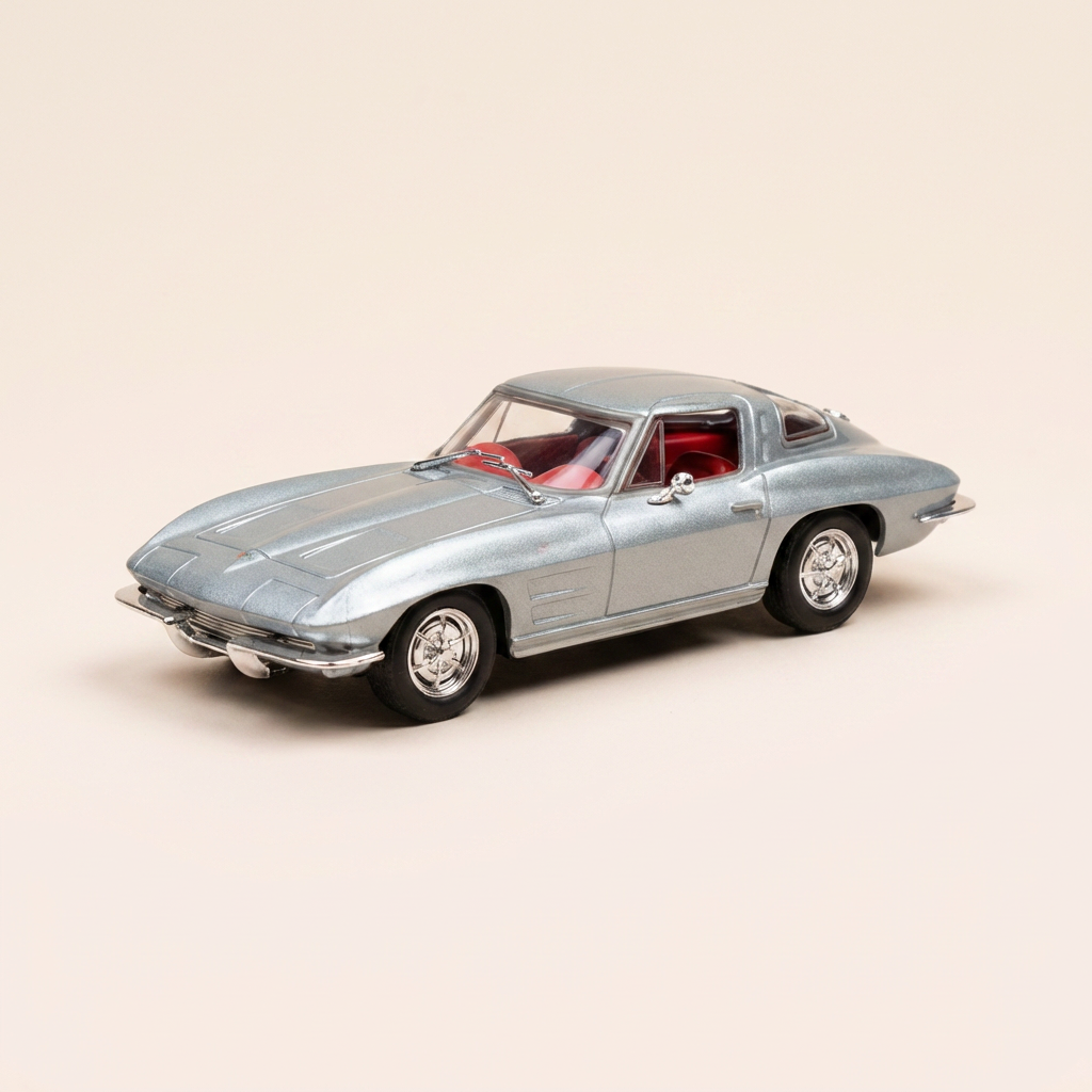 Chevrolet Corvette Stingray cinza de 1963 (carro americano) - caixa de plexiglass