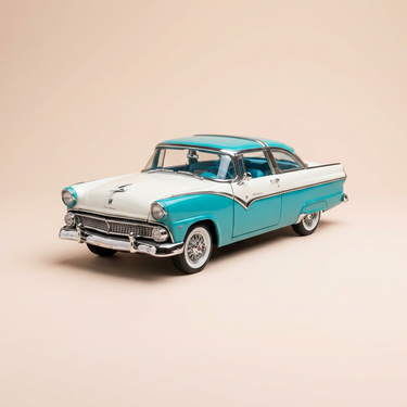 Voiture miniature - Ford Crown Victoria blanche et bleue de 1955 (voiture américaine)