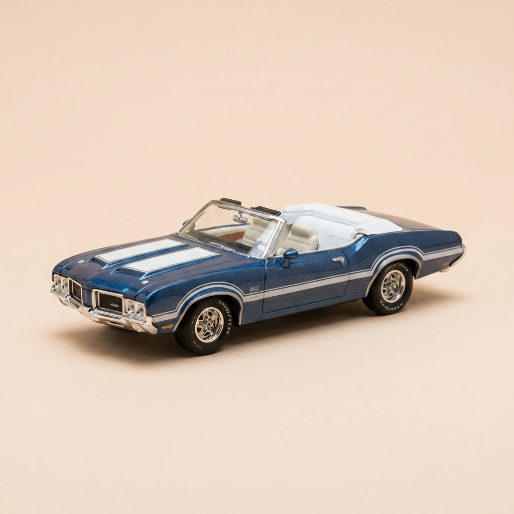 Oldsmobile bleue et blanche de 1970 (voiture américaine)