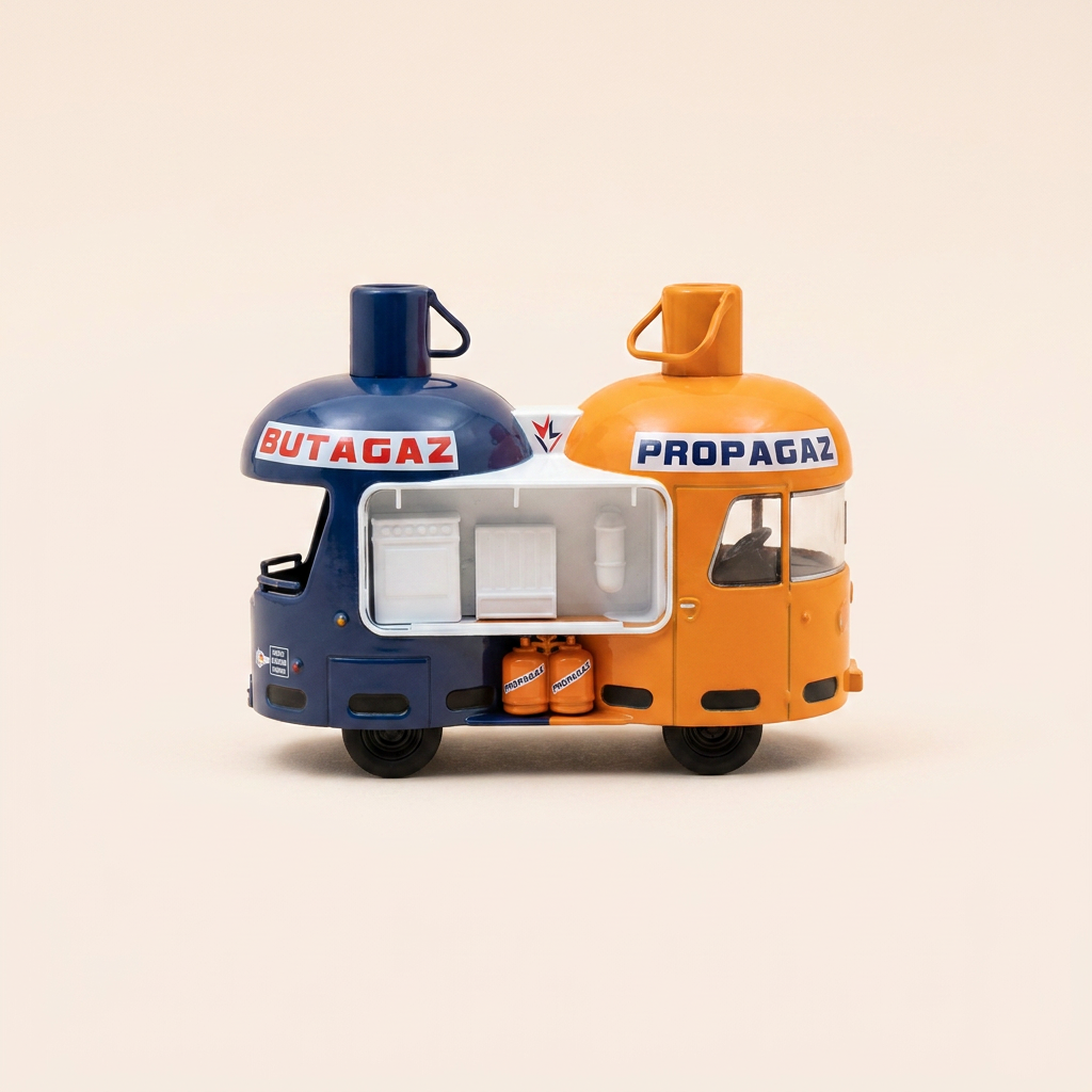 Renault 1400 Kg bleu, orange et blanc avec publicité BUTAGAZ et PROPAGAZ