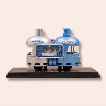 Voiture miniature - Renault 1400 Kg bleu et gris avec publicité BUTAGAZ et PROPAGAZ - véhicule publicitaire du tour de France