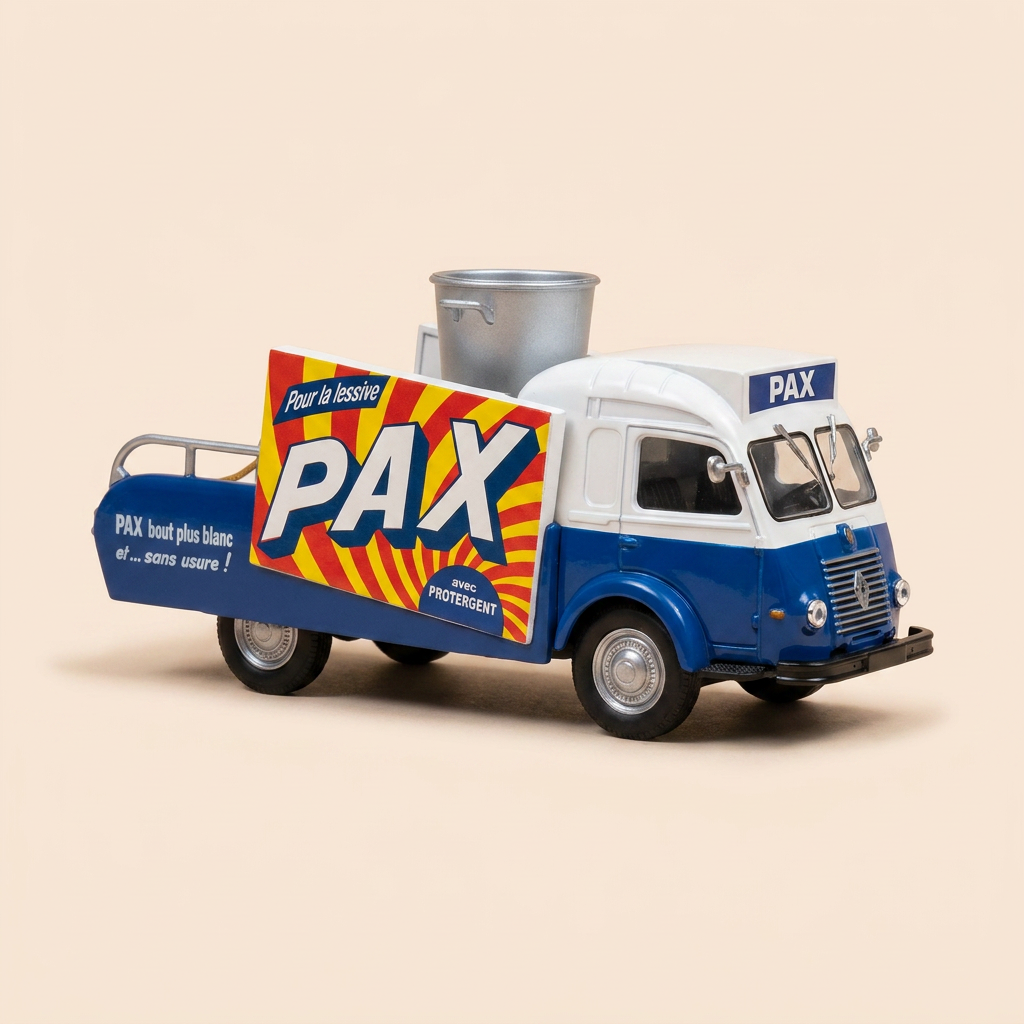 Renault 2500 Kg blue and beige with PAX (detergent) advertising - advertising vehicle of the Tour de France