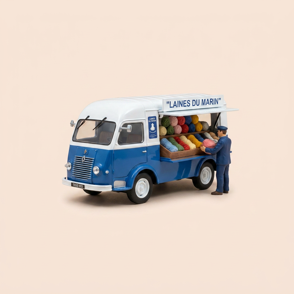 Renault 1000 Kg blue and white with LAINES DU MARIN advertising - Tour de France promotional vehicle