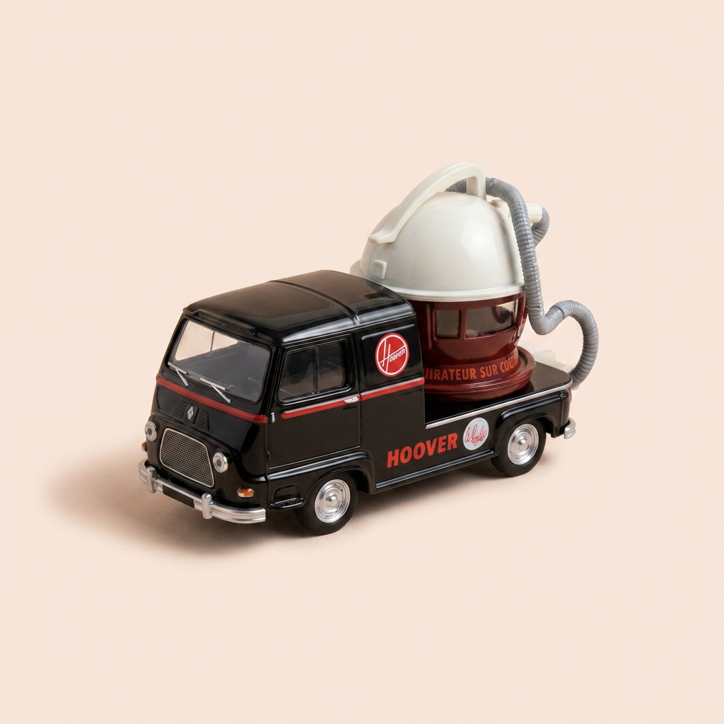 Voiture miniature - Renault estafette noire, bordeaux et beige avec publicité HOOVER (aspirateurs)