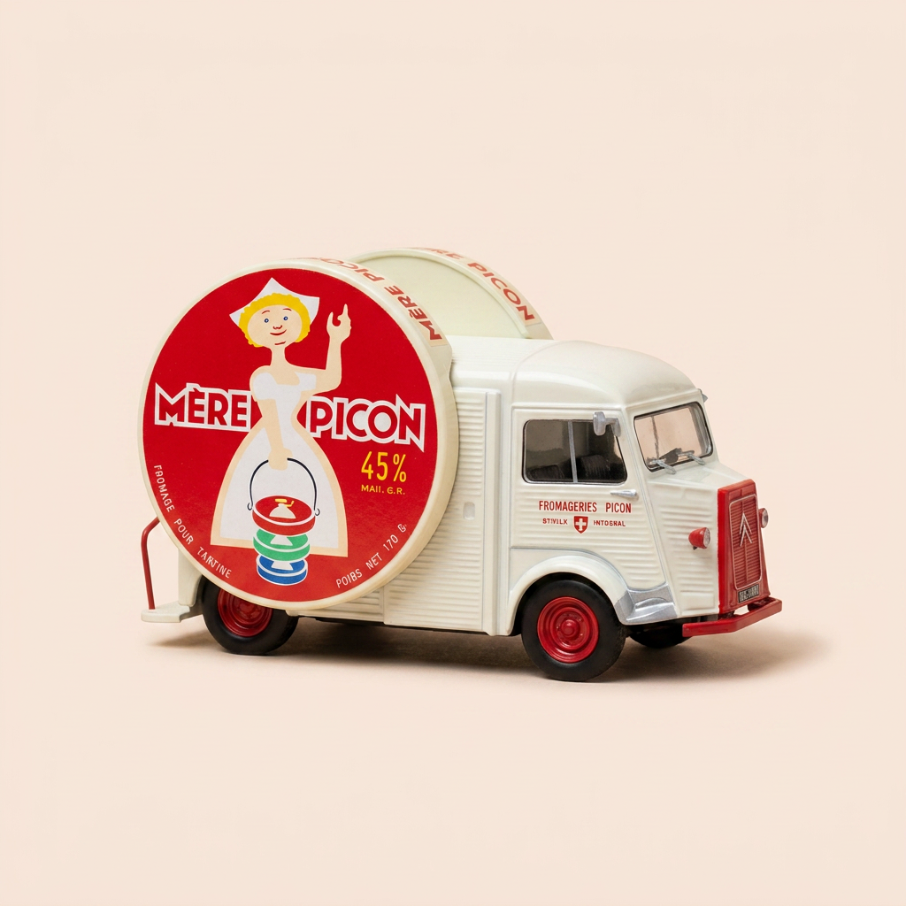 Citroën Type H Beige en Rood met MERE PICON (Kaas) Advertentie