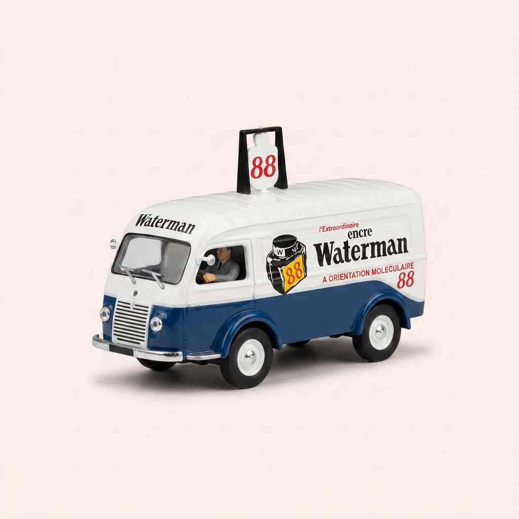 Renault 1000 Kg bleu et blanc avec publicité WATERMAN