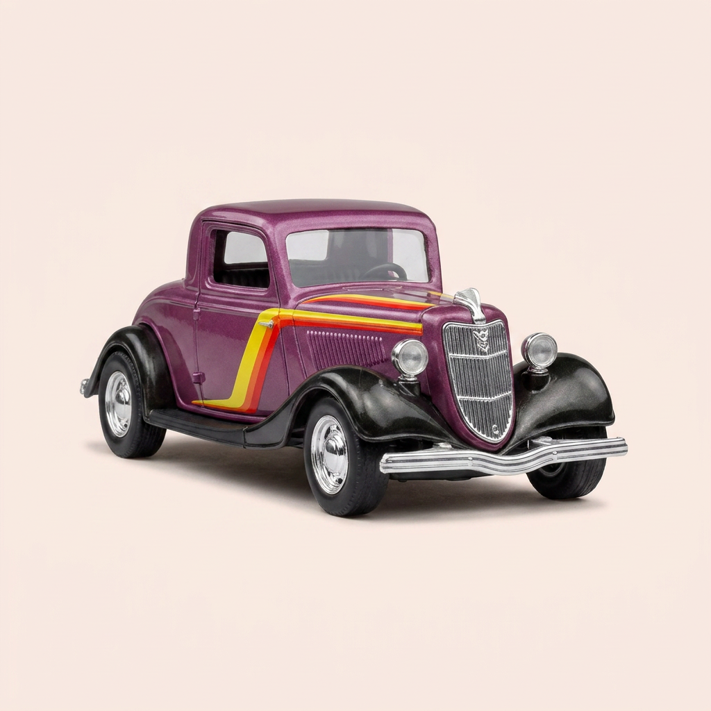 Ford V8 Custom CS 003 fioletowy (z brązowymi nartami na platformie) - Solido