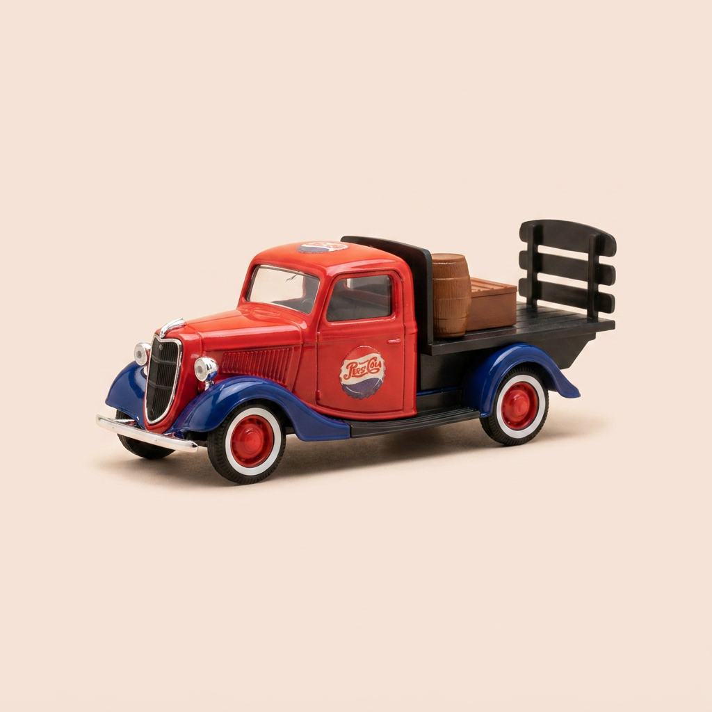 Ford V8 Platform Truck niebieski, czerwony i czarny z reklamą PEPSI-COLA - Solido numer 99059