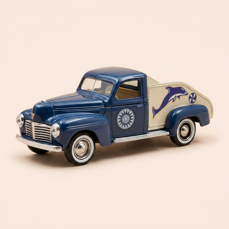 Blau-weißer Werbe-Dodge (mit Delphin- und Ballonzeichnung) - Solido Referenz 4423