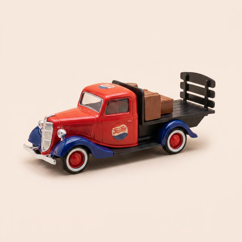 Ford V8 Platform Truck niebieski, czerwony i czarny z reklamą PEPSI-COLA - Solido nr 99059 (z pudełkiem kartonowym)
