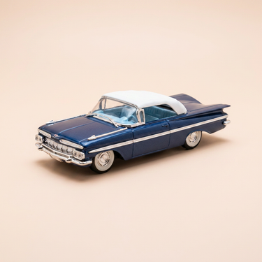 Voiture miniature - Chevrolet Impala bleue et toit blanc de 1959 - Eligor
