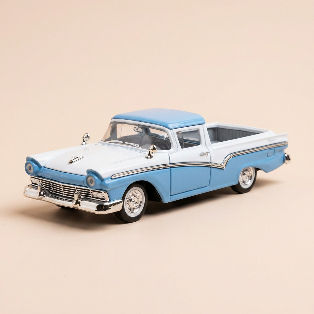 Ford Ranchero azul y blanco de 1957 (auto americano)