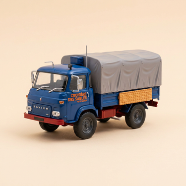Voiture miniature - Renault Saviem TP 3 MB 39 plateau à ridelles bâché - Croisière des sables
