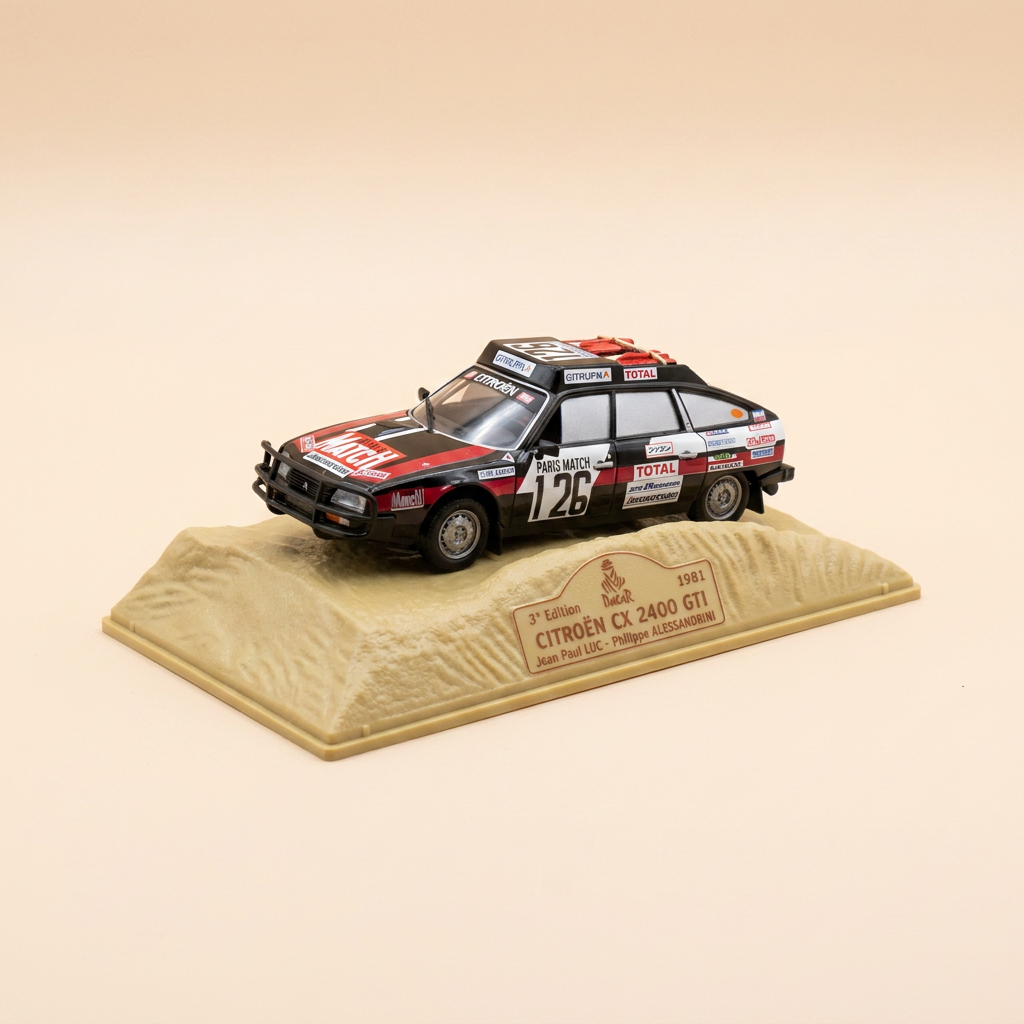 Citroën CX 2400 GTI noire, rouge et blanche numéro 126 (Paris-Dakar de 1981)