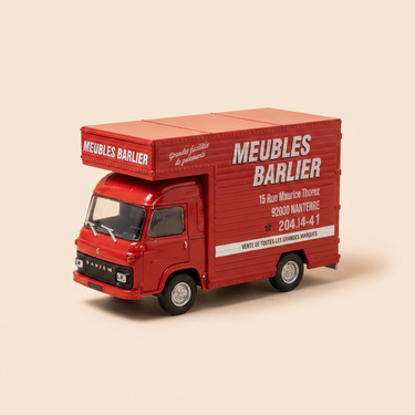 Voiture miniature - Renault Saviem SB 2 MB 44 fourgon rouge de déménagements (déménagements Meubles BERLIER à Nanterre (92)) - manque les rétroviseurs