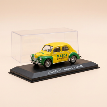 Voiture miniature - Renault 4 CV verte et jaune - publicité MAZDA Eclairage