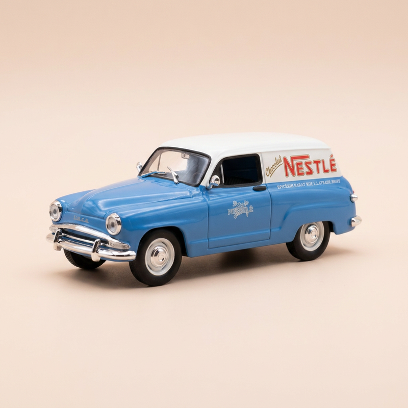 Simca Aronde Messagère niebieska i łamany biały - Reklama NESTLÉ