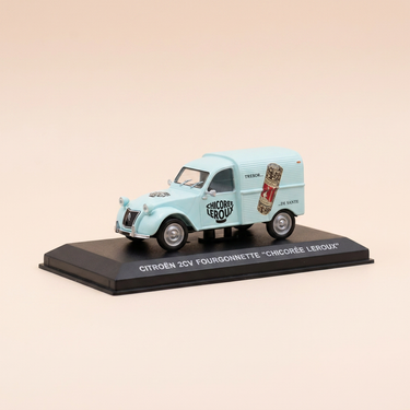 Voiture miniature - Citroën 2 CV fourgonnette bleu pâle? - publicité pour la chicorée LEROUX