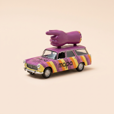 Voiture miniature - Peugeot 404 break violette - publicité pour les gants MAPA