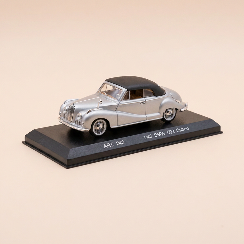 BMW 502 Cabrio grau mit schwarzem Verdeck - DetailCars Kollektion Referenz 243