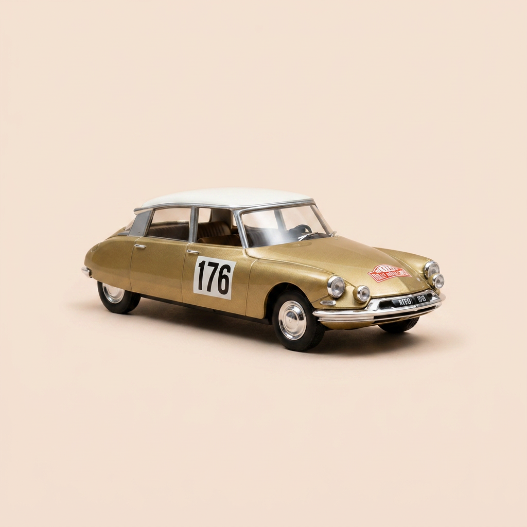 Citroën ID 19 braun mit gebrochenem weißen Dach Nummer 176 - Monte-Carlo Rallye 1959