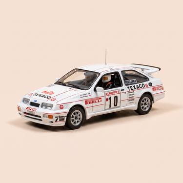 Voiture miniature - Ford Sierra RS Cosworth blanche numéro 10 - rallye de Monté-Carlo de 1987