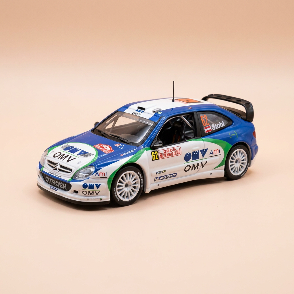Citroën Xsara WRC blauw, wit en groen nummer 62 - rally van Monte-Carlo 2005