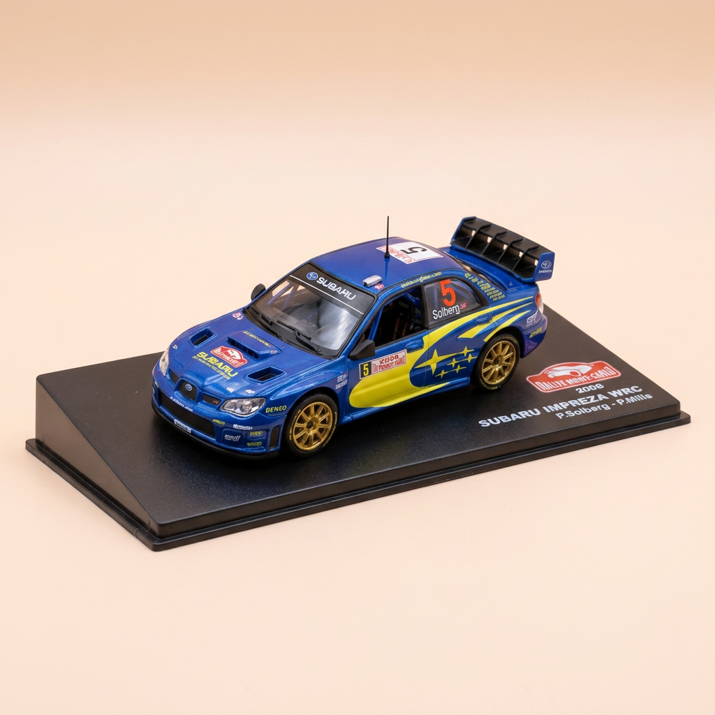 Subaru Impreza WRC niebiesko-żółty numer 5 - rajd Monte-Carlo 2008