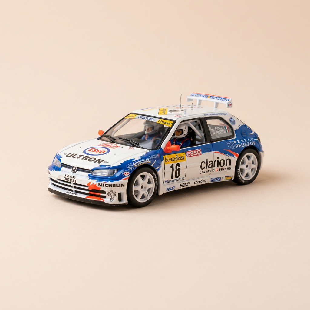 Peugeot 306 Maxi bianca e blu numero 16 - rally di Monte-Carlo del 1998