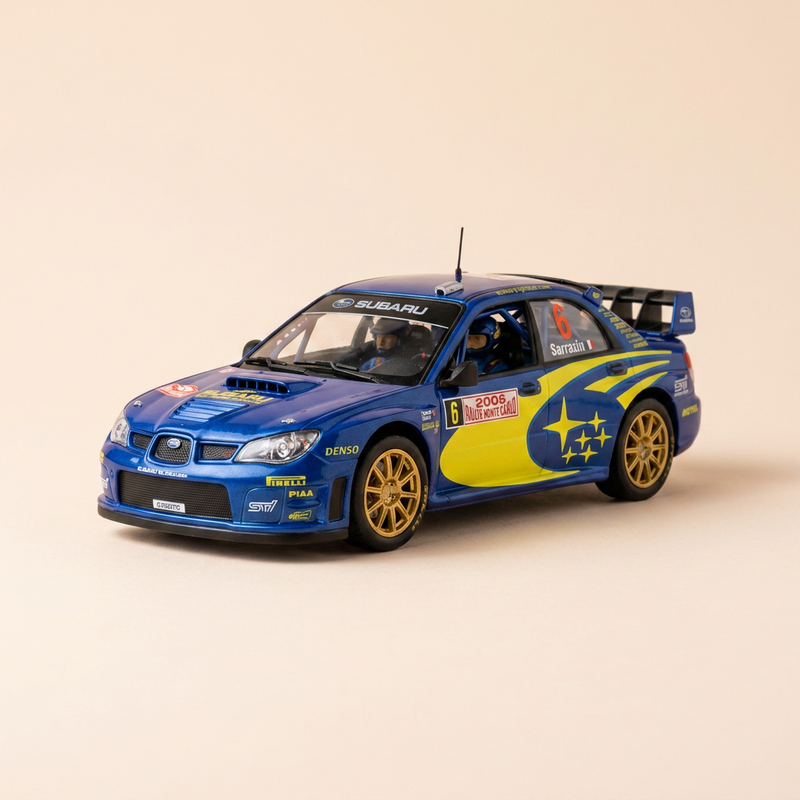 Subaru Impréza WRC bleue et jaune numéro 6 - Rallye de Monté-Carlo de 2006