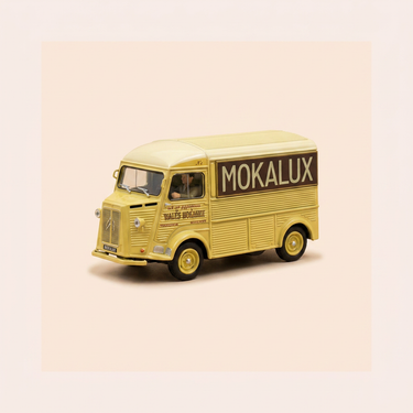 Voiture miniature - Citroën type H marron de 1951 - fourgon Mokalux (café) (manque un rétro)