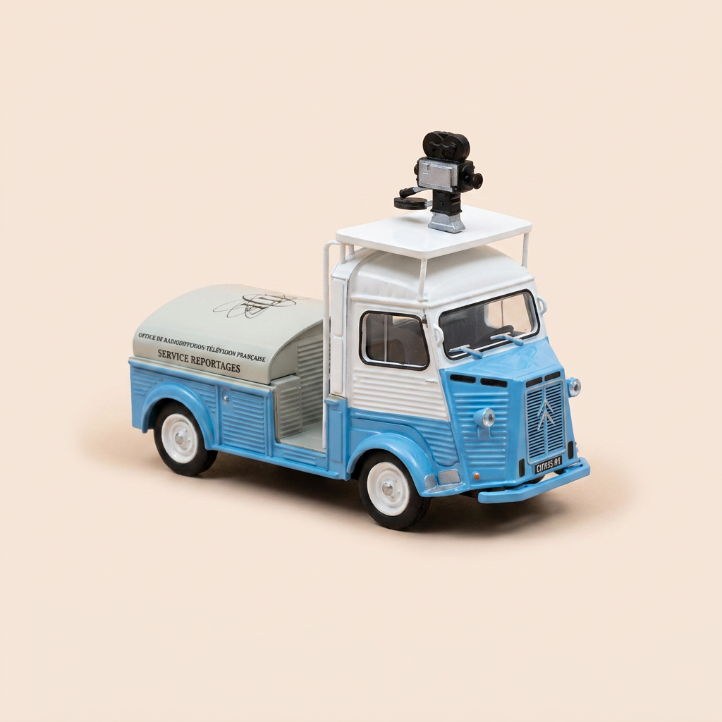Citroën type HY blauw en grijs uit 1960 - TV-platform - ORTF (twee spiegels ontbreken)