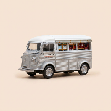 Voiture miniature - Citroën type H gris de 1949 - épicerie à l'ancienne (avec défaut de peinture sur le toit)