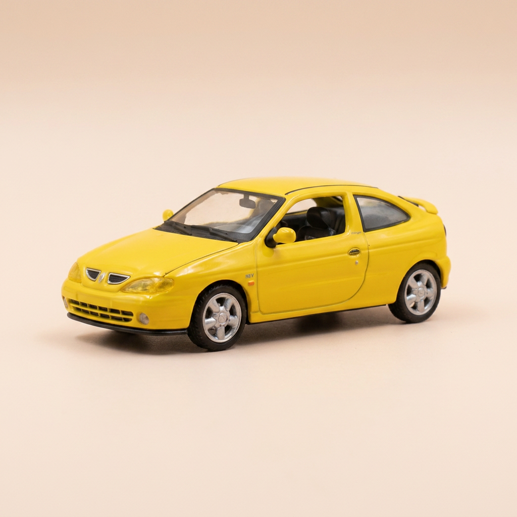 Renault Mégane Coupé 16V jaune - VITESSE (coffret boite carrée) avec boite en carton violette