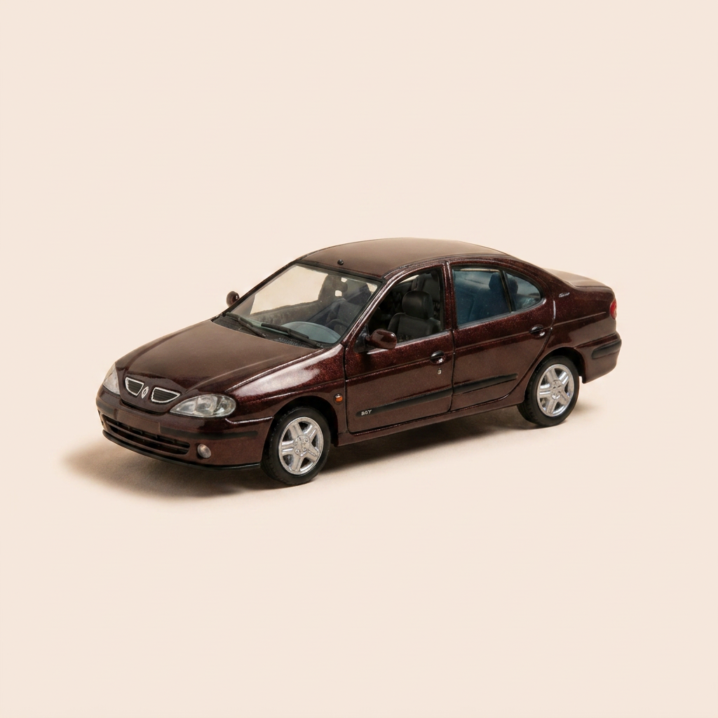 Voiture miniature - Renault Mégane Classic 1,6 16V RXT bordeaux de 1999 - VITESSE coffret boite carrée (manque rétro passager)