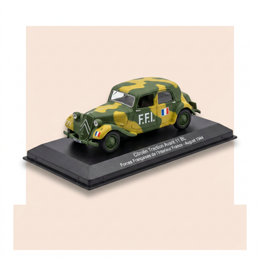 Voiture miniature - Citroën Traction avant 11 BL marron et verte - FFI Forces Françaises de l'Intérieur de 1944