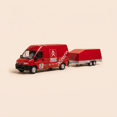 Voiture miniature - Citroën Jumper 2.8 HDI et sa remorque de 2001 - Citroën Sport WRC
